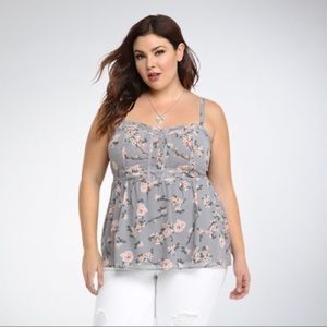 Torrid floral chiffon babydoll cami top
